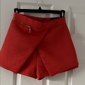 River Island Textured Red Skorts with Zipper